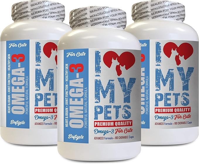 I LOVE MY PETS LLC Omega-3 for Cats - Omega 3 Fatty ACIDS for Cats - Best Health Option - Premium - cat Omega 3-540 Softgels (3 Bottles)