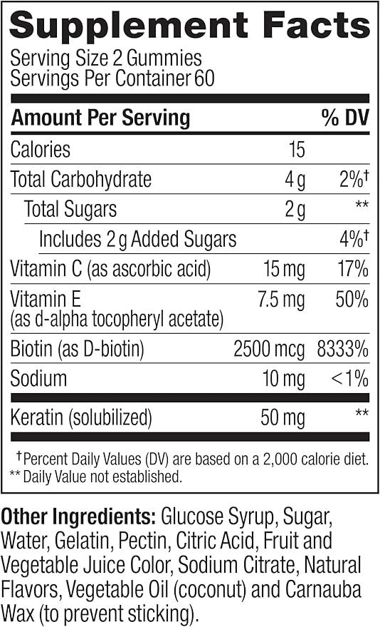 OLLY Undeniable Beauty Gummy for Healthy Hair Skin &amp Nails* Biotin Vitamins C &amp E Keratin Chewable Supplement Grapefruit Flavored 60 Day Supply - 120 Count