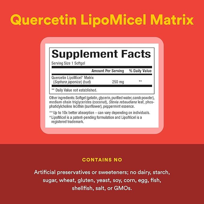 Natural Factors Quercetin LipoMicel Matrix for Superior AbsorptionGel 60 Count