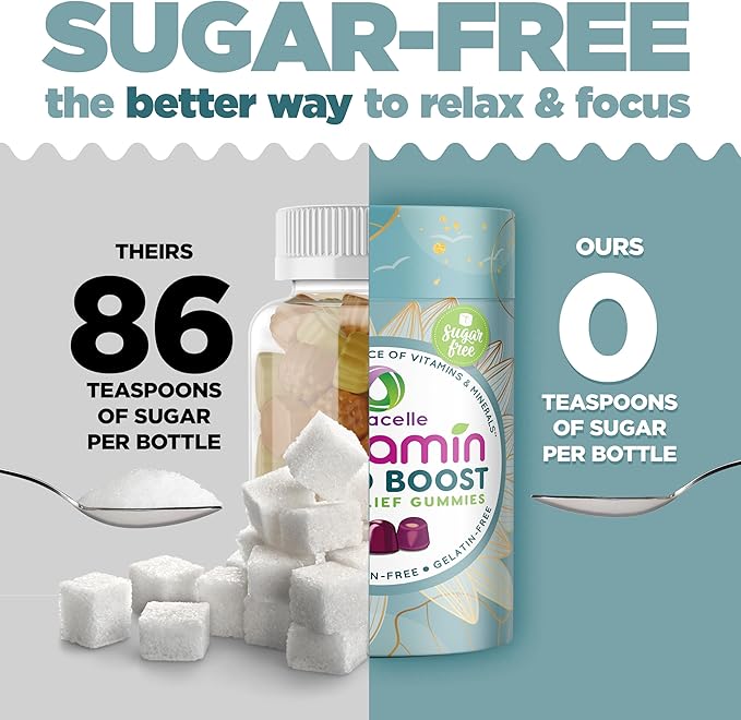 NUTRAMIN Mood Boost Multivitamin Gummy - Delicious &amp Yummy Anti-Stress Magnesium Ashwagandha Gummies + B Complex Vitamins for Focus and Calm - Sugar-Free Vegan Gluten-Free Allergy-Safe (90 Coun