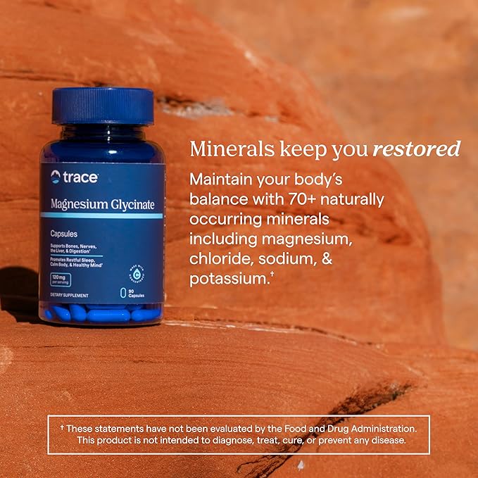 Trace Minerals Magnesium Glycinate - Gentle Magnesium Glycinate Supplement for Healthy Sleep &amp Relaxation Support - Healthy Mind &amp Energy - Vegan - Gluten-Free - 90 Count (90 Servings)