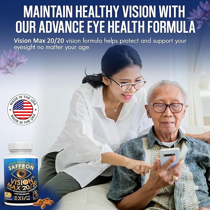 EXIR Eye Supplement | Lutein Saffron Astaxanthin| Supports Eye Health Visual Comfort &amp Focus | 60 Capsules