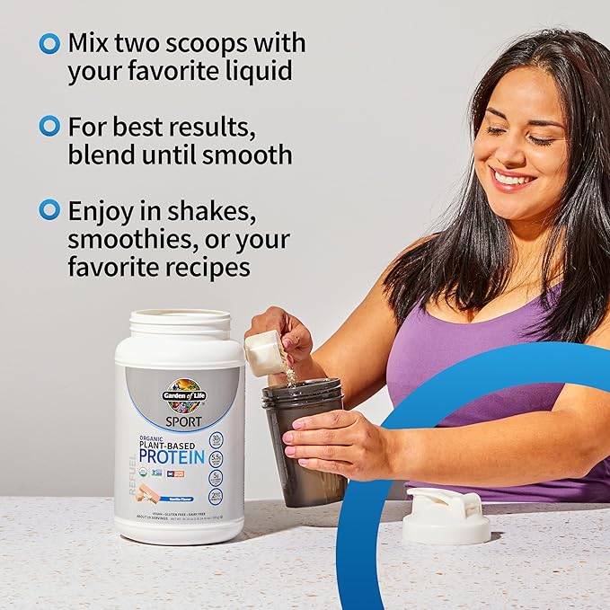 Garden of Life Organic Vegan Protein Powder with Probiotics BCAAs NSF Certified Gluten Free &amp Sport Non GMO Sport Protein Powder 19 Servings Vanilla