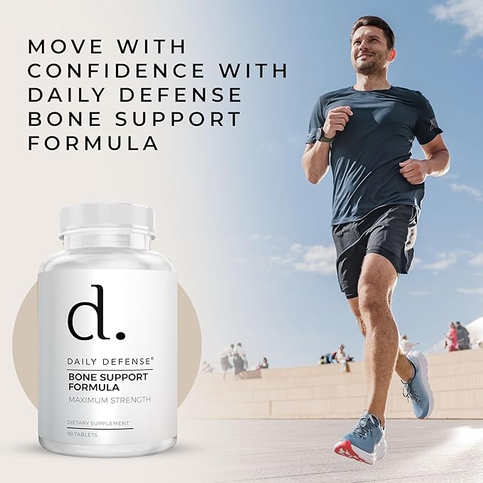 Calcium Supplements for Women &amp Men - Daily Defense Bone Support Formula with Calcium 1000mg Magnesium L-Lysine HCl &amp More - for Better Flexibility &amp Mobility - 90 Easy to Swallow Calci