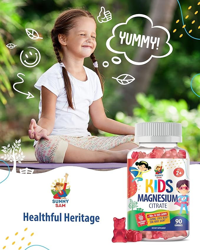 Magnesium Gummies for Kids &amp Adults - 100mg - Calm Magnesium Chews - Magnesium Citrate Chewable Supplement for Mood &amp Muscle Support - Citrato de Magnesio para Niños - 90 Gummies