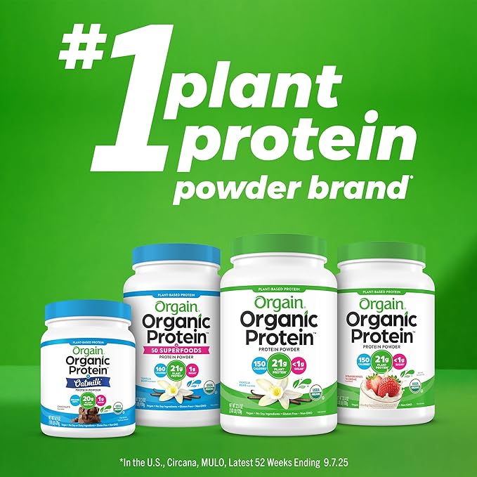 Orgain Organic Vegan Protein Powder Chocolate Peanut Butter - 21g Plant Protein 6g Prebiotic Fiber Low Net Carb No Lactose Ingredients No Added Sugar Non-GMO For Shakes &amp Smoothies 2.03 lb