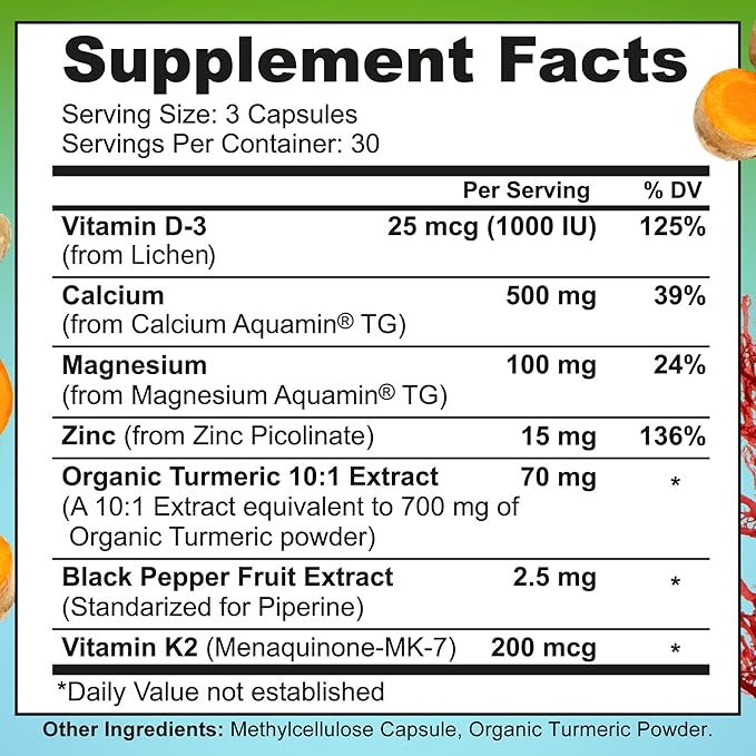 SUPPLEMENTS STUDIO Comprehensive Wellness &amp Bone Health Bundle - Women's Daily Multivitamin with Iron + Plant-Based Calcium Magnesium Zinc D3 K2 &amp Turmeric - Vegan Non-GMO Clean Ingredie