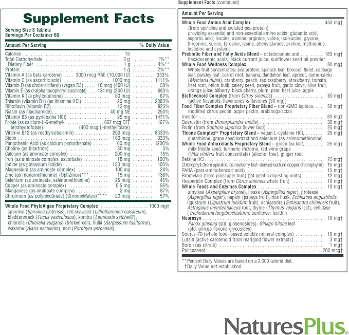 NaturesPlus Ultra Source of Life Multivitamin - 180 Tablets - Supports Immune Health Energy &amp Overall Well-Being - with Lutein &amp Vitamin D3 - Vegetarian &amp Gluten Free - 60 Servings