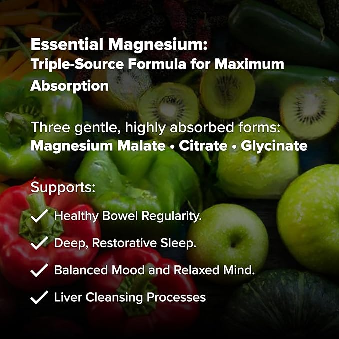 Essential Magnesium by Dr. Rajsree MD | Supports Restful Sleep Muscle Relaxation &amp Bowel Regularity | 3 Highly Absorbable Forms of Magnesium | 180 Capsules