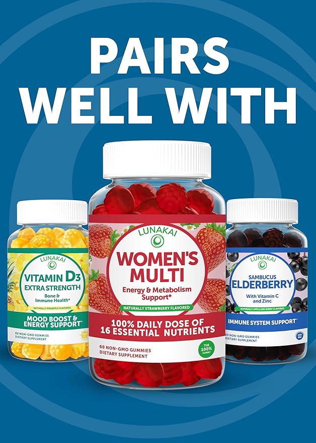 Lunakai USA Made Probiotic Gummies - 5 Billion CFUs Vegan Non-GMO Gluten-Free - Digestive &amp Immune Support for Women &amp Men - 6 Pack