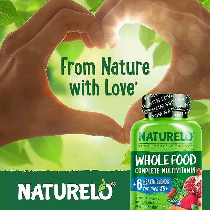 NATURELO Whole Food Multivitamin for Women 50+ (Iron Free) - 120 Vegan Capsules and Whole Food Multivitamin for Men 50+ - 120 Capsules Bundle