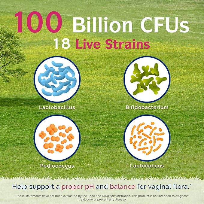 Innate Vitality Probiotics for Women 100 Billion CFUs 18 Strains Prebiotics and Probiotics with Cranberry Vitamin C &amp B6 P5P Vaginal &amp Digestive Health Non refrigerated 60 Caps