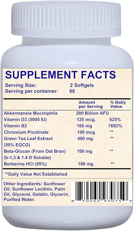 Nikoni Akkermansia Muciniphila GLP-1 Probiotic Supplement for Women &amp Men Gut Health (240 Softgels)