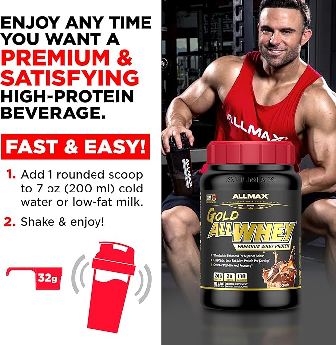 ALLMAX Gold ALLWHEY Chocolate Peanut Butter - 5 lb - 24 Grams of Protein Per Scoop - Gluten Free Low Carb &amp Low Sugar - Approx. 71 Servings
