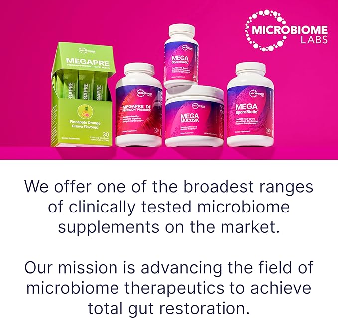 Microbiome Labs MegaPre DF - Dairy-Free Prebiotic Fiber Supplement - Gut Health Prebiotics for Women Men &amp Kids 3+ - Support Microbial Diversity (180 Capsules)