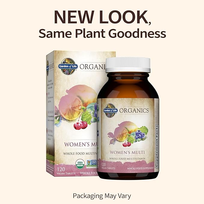 Garden of Life Organics Women's Multivitamin 120 Tablets and Ashwagandha Stress &amp Energy Support 60 Tablets Bundle