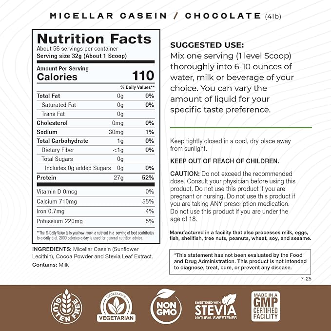 Muscle Feast Grass Fed Micellar Casein Protein Powder Pasture Raised &amp Hormone Free Slow Digesting Casein Protein - Supports Overnight Muscle Recovery Gluten Free Protein Powder - Chocolate 4l