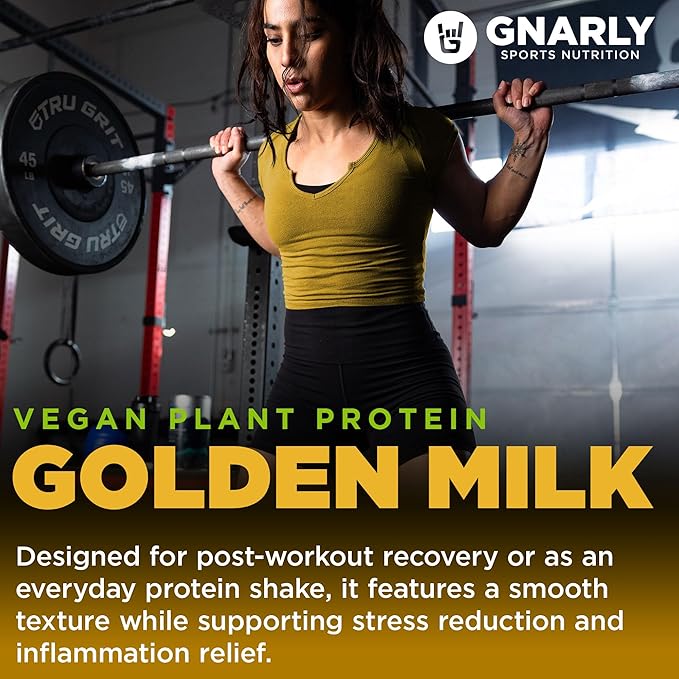 Gnarly Nutrition Golden Milk Vegan Protein Powder – Plant-Based Powder for Shakes – Dairy-Free Non-GMO Gluten-Free – 28.2 oz