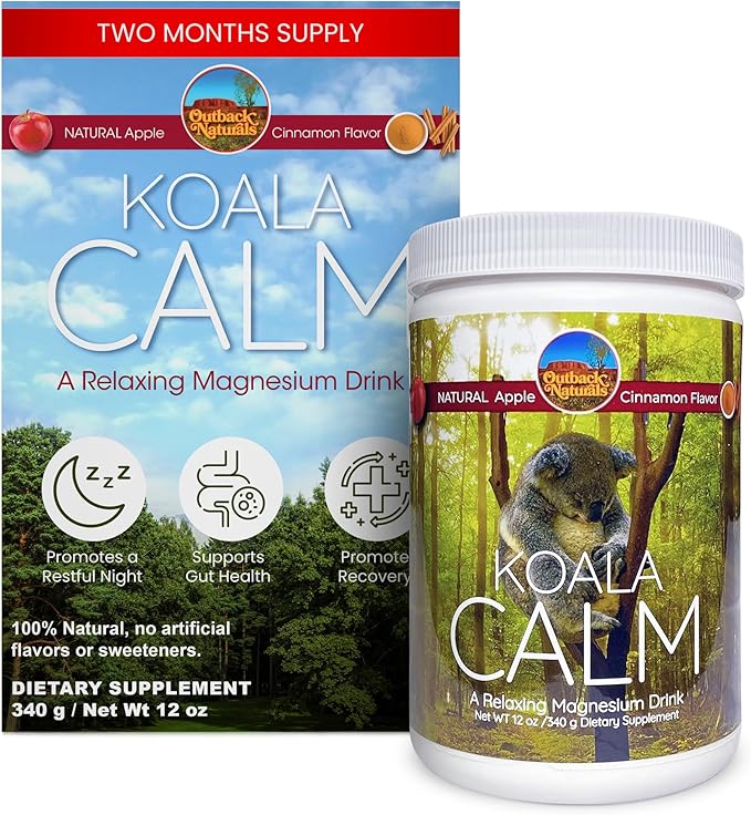 Calm Magnesium Powder - 400mg Magnesium Citrate Drink Mix for Relaxation Sleep Support &amp Muscle Relief Apple Cinnamon Flavor