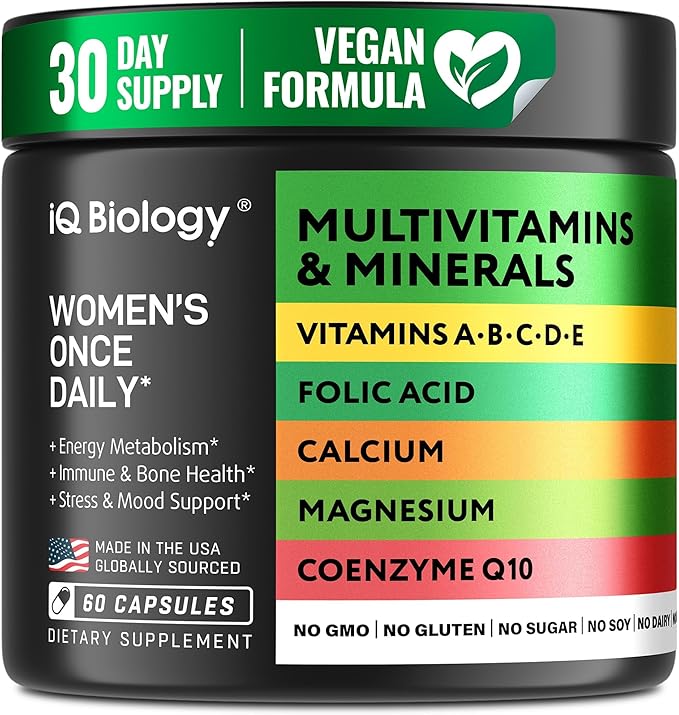 Daily Multivitamin Dose for Women - Vegan Women's Vitamins A B C D E and Zinc Magnesium &amp Calcium Minerals - Complete Supplement for Energy &amp Immune Support - All-in-One for Female Health - 6