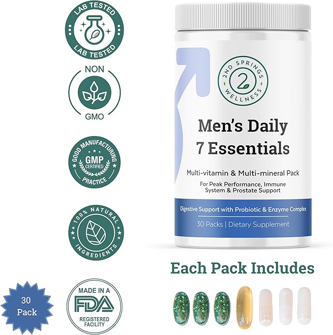 Men's Daily 7 Essentials &amp Vitamin D3+K2 Bundle