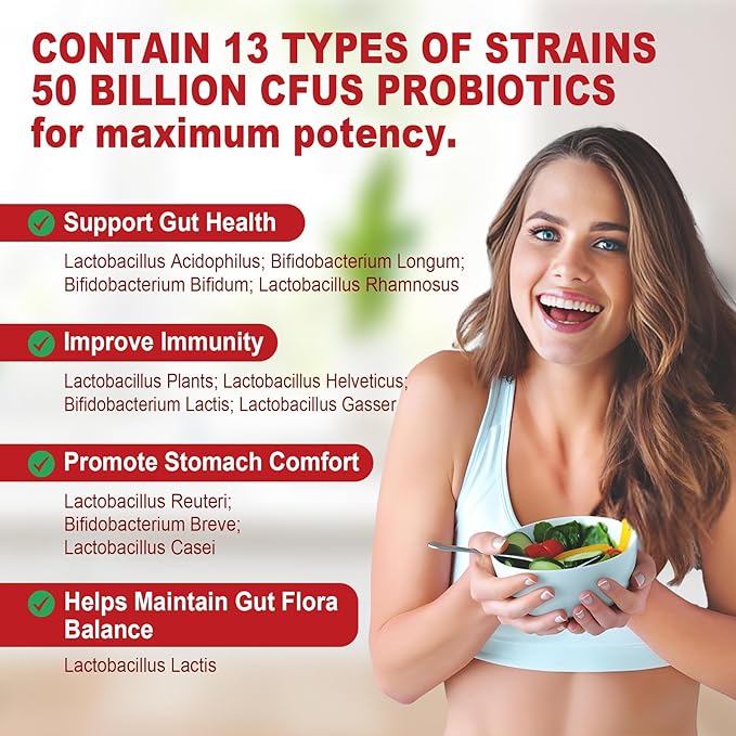 Probiotic + Prebiotic Gummies for Adults &amp Kids 4+ Sugar Free Chewable Probiotic 50Billion CFUs w/Fiber Vitamin B1 B2 D3 &amp Zinc for Digestive &amp Gut Health Boost Microflora Diversity V