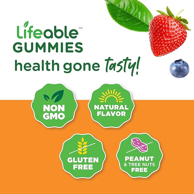 Lifeable Biotin Kids + Calcium with Vitamin D Kids Gummies Bundle - Great Tasting Vitamin Supplement Gluten Free GMO Free Chewable Gummy
