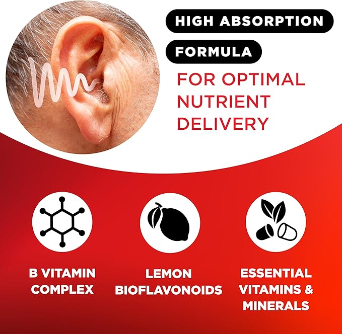 Lipo Flavonoid Ear Ringing - Doctor-Recommended for Ringing Ears – Clinically Proven Lemon Bioflavonoid Complex with Vitamins C B1 B2 B6 B12 &amp Calcium - 100 Caplets