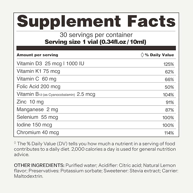 Vitabaum® Multivitamin Max D3 Complex – Bone Health - Vitamin K + 8 Essential Nutrients - 30 Vials - 0.34 fl.oz (10ml) Per Serving - Twist and Mix System™ for Fast Absorption - Vegan