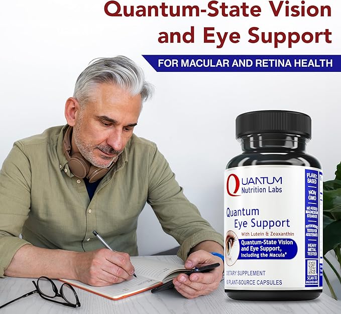 Quantum Nutrition Labs Eye Support - Eye Health Vitamins Lutein and Zeaxanthin Eye Supplements for Adults and Seniors Supports Macular Health Contains Bilberry and Carrot - 60 Vegetarian Capsules