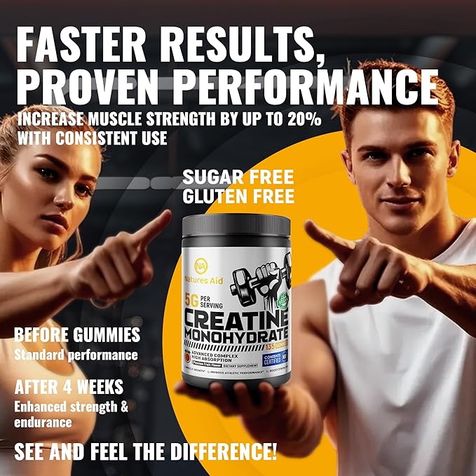 Creatine Monohydrate Gummies – Pre-Workout Energy &amp Muscle Growth Support for Men &amp Women | Passion Fruit Electrolyte Gummies (135 Count)