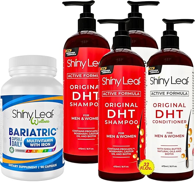 Bariatric Health &amp Hair Revitalization Bundle – Multivitamin with Iron &amp DHT Blocker Shampoo &amp Conditioner – Daily Support for Recovery Hair Strength and Post-Surgery Wellness