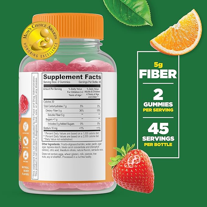 Lifeable Biotin Kids + Prebiotic Fiber Kids Gummies Bundle - Great Tasting Vitamin Supplement Gluten Free GMO Free Chewable Gummy