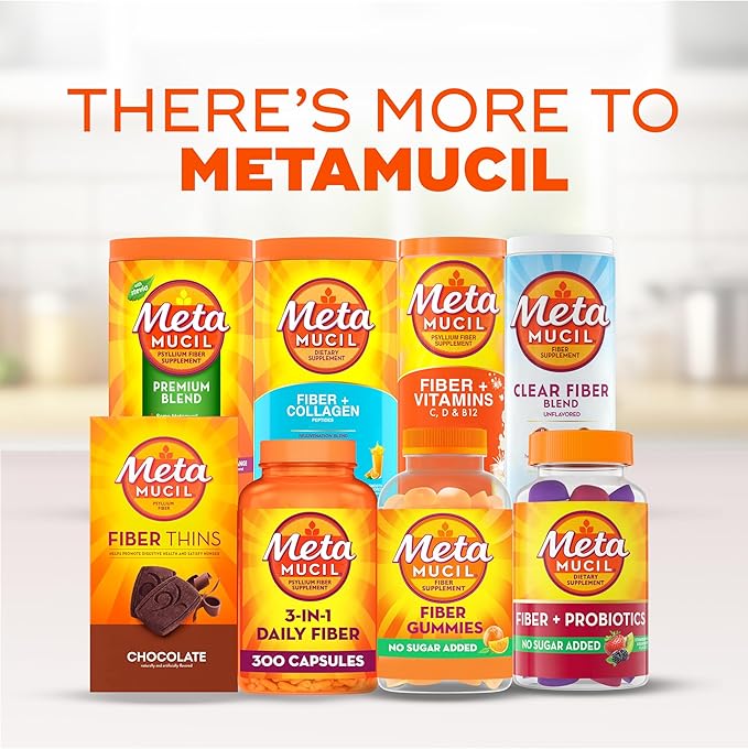 Metamucil Fiber Gummies for Adults No Sugar Added Orange Flavor 5g Prebiotic Plant Based Fiber Supplement Blend 120 Count