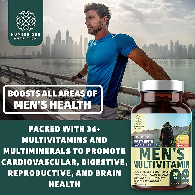 Number One Nutrition N1N Premium Uric Acid Support and Men's Multivitamins All Natural Supplements to Support Energy Levels Prostate Health and Urinary Tract Functions 2 Pack Bundle