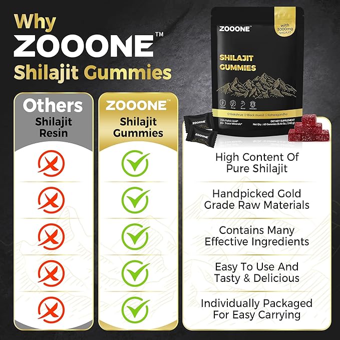 zooone NAD+ 1000mg Liquid Packets Supplement +Shilajit Himalayan Gummies with Ashwagandha &amp Black Musli