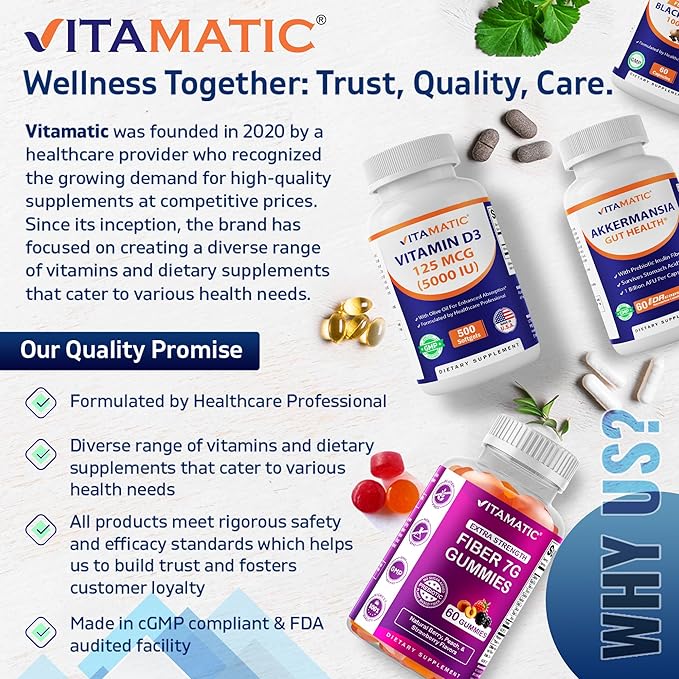 Vitamatic ADK Vitamin Supplement 180 Veg Capsules High Potency Vitamins A D3 K2 for Bone Health Calcium Absorption Non-GMO Gluten Free - 2 Pack