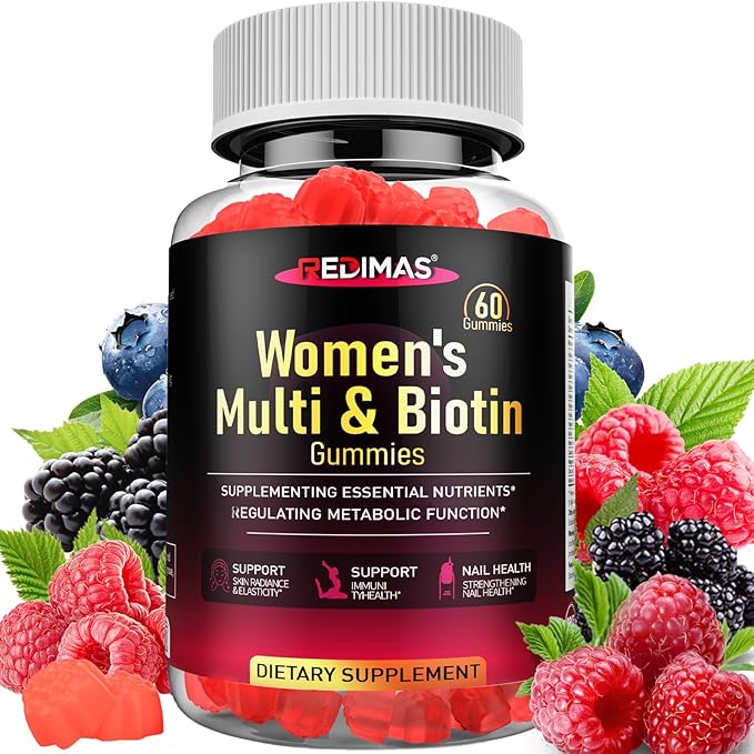 Multivitamin Gummies for Women Chewable Vitamin Blend with Vitamins A B C D E K2 and Biotin Fruity Adult Gummy Supplement Format for Daily Nutrition Routine 60 Count