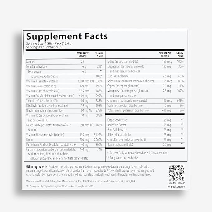 Isotonix® Daily Essentials Multivitamin Powder Packets – 4-in-1 Formula with Multivitamin Activated B-Complex Calcium Plus &amp OPC-3 with Pycnogenol® – Isotonic Delivery – Gluten Free-30 Packets