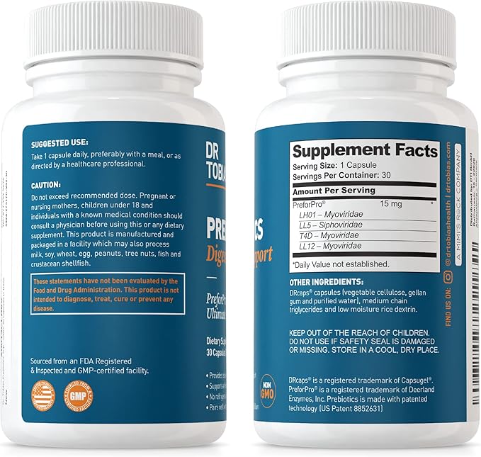 Dr. Tobias Vegan Omega 3 Algae Oil and Prebiotics for Enhanced Immune Function Vegan &amp Non-GMO Gut Health Supplements for Men and Women