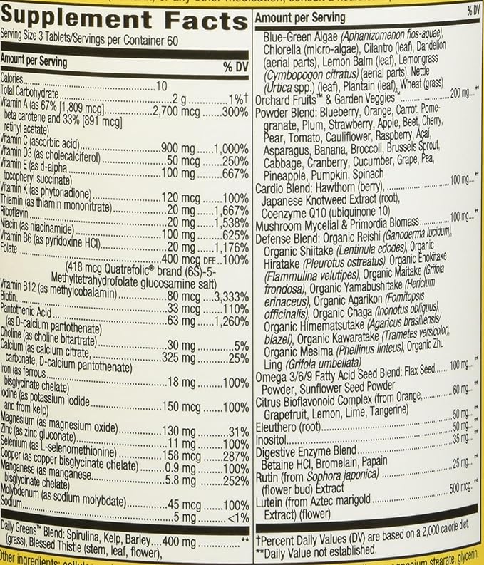 Nature's Way Alive! Max3 Potency Daily Multivitamin Methylated B12 and Folate Ultra Potency B-Vitamins to Support Energy Metabolism* 180 Tablets (Pack of 2)