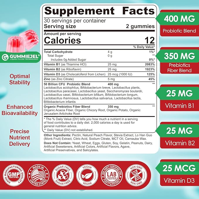 NEVISS Vitamin D3 K2 Gummies +Sugar Free Probiotics Gummies