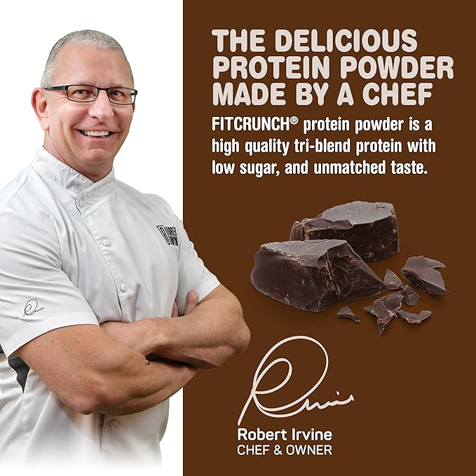 FITCRUNCH Whey Protein Powder | Designed by Robert Irvine | Mixability Technology Gluten Free Soy Free &amp Non-GMO (Chocolate Travel Pack 16 Servings)
