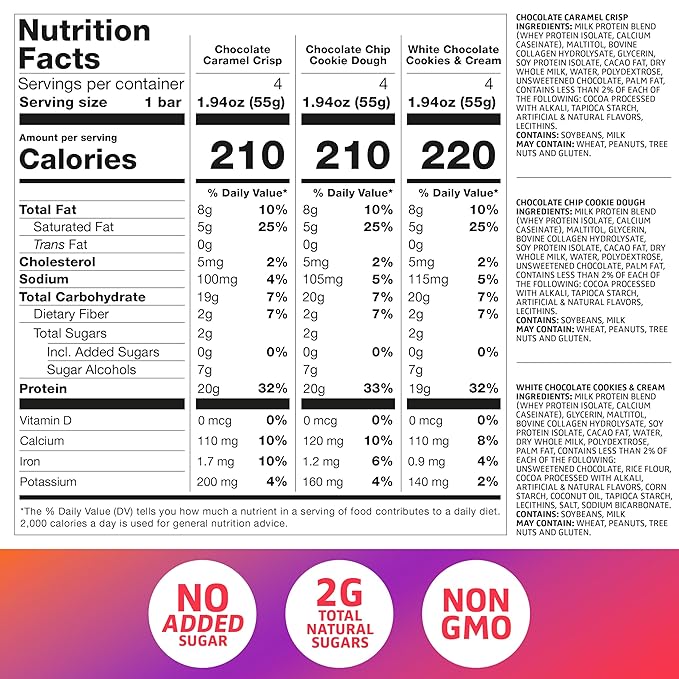 Satisfy Your Crave Protein Bars- High Protein Delicious Snacks- 19-20g of Protein No Added Sugar- Variety Pack- Cookie Dough Choc Caramel Cookies &amp Cream- On-the-Go Snack Pantry Staple &amp f