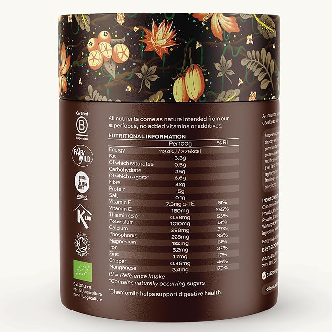 Aduna Organic Good Gut Superfood Blend | 100% Natural Stir-in Blend With 10+ Superfoods for Digestion Gut Health &amp Prebiotic Fiber | Vegan Powder for Smoothies Oatmeal &amp Yogurt | 250g