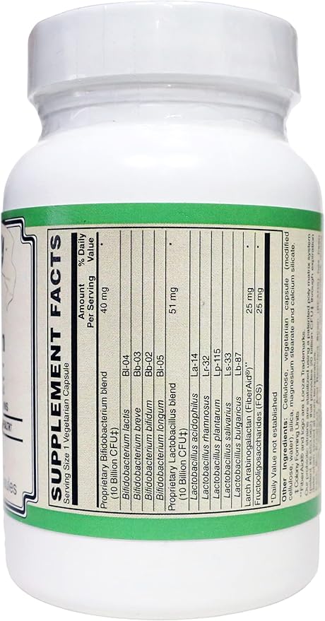 20 Billion Probiotic 9 Strains Designed for Daily Maintenance and w/prebiotics (30 Vcaps)