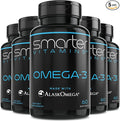 (5 Pack) Smarter Omega 3 Fish Oil Berry Flavor Burpless Tasteless 2000mg Potent Triple Strength DHA EPA Brain Omega-3 Made with AlaskOmega®