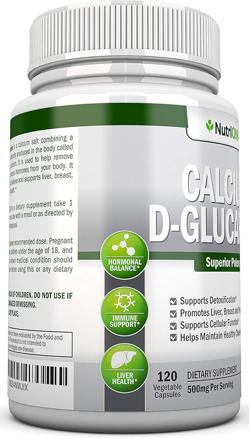 Calcium D-Glucarate - 500mg - 120 Vegetable Capsules - Superior Potency to Support Cleansing Processes Estrogen Metabolism &amp Hormonal Balance - Helps with Prostate Breast &amp Colon Health