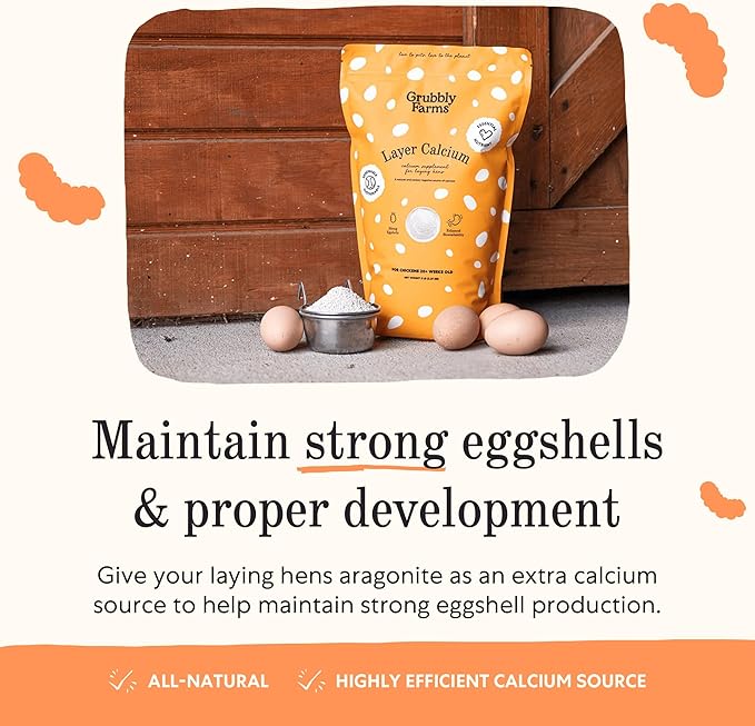 Grubbly Farms Supplements Bundle - Layer Calcium Probiotics+Prebiotics Vitamins+Electrolytes &amp Omega Mix - Complete Nutrition Support Strong Eggshells &amp Digestive Wellness for Laying Hens -