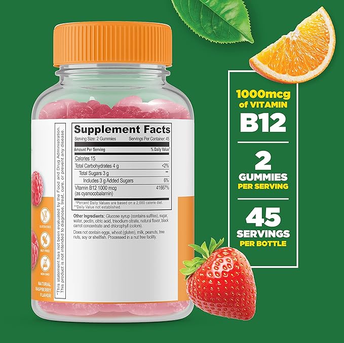 Lifeable Vitamin D 10000 IU + Vitamin B12 Gummies Bundle - Great Tasting Vitamin Supplement Gluten Free GMO Free Chewable Gummy